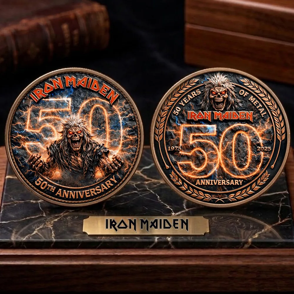 Iron Maiden 50th Anniversary 1975-2025 Commemorative Coin - Front View
