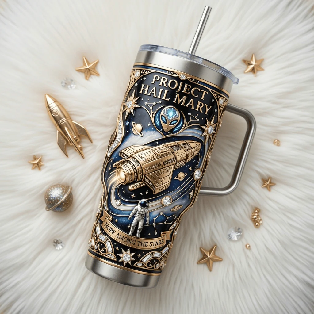 Project Hail Mary Hope Among The Stars 40oz Tumbler with Handle - Detail View