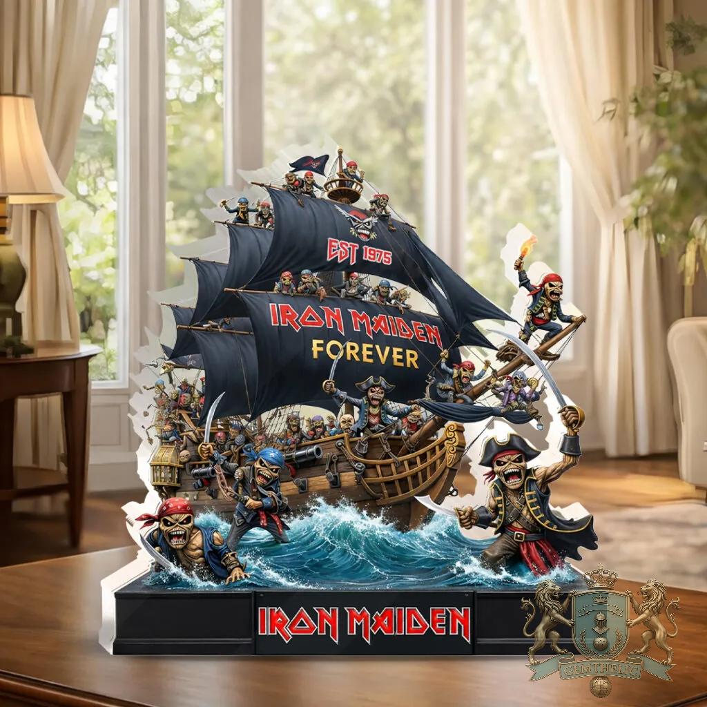 Iron Maiden Pirate Ship Forever EST 1975 Layered Wooden Art - Front View