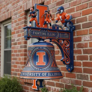 Fighting Illini Football Basketball Mascot Wall Hanging Spirit Bell