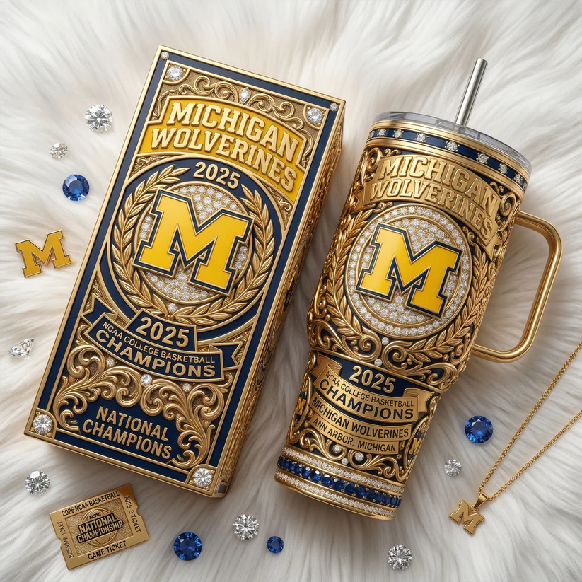Michigan Wolverines 2026 NCAA College Basketball National Champions Tumbler - Detail View