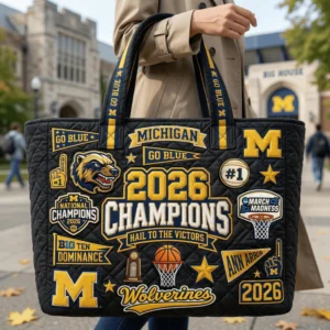 Michigan Wolverines 2026 National Champions Quilted Tote Bag
