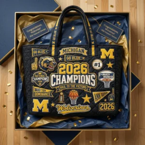Michigan Wolverines 2026 National Champions Quilted Tote Bag