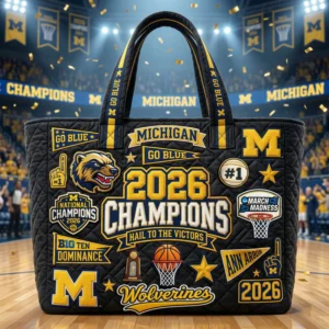 Michigan Wolverines 2026 National Champions Quilted Tote Bag