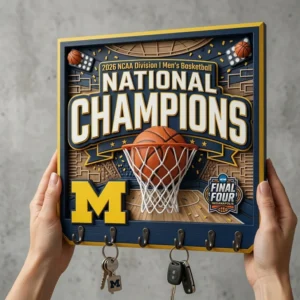 Michigan Wolverines 2026 NCAA Men's Basketball National Champions Wooden Key Holder