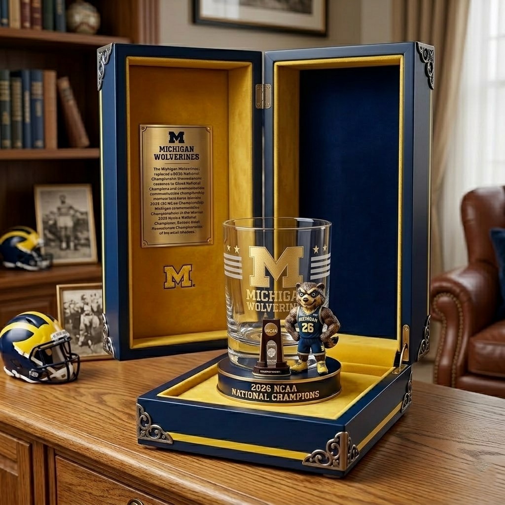 Michigan Wolverines 2026 NCAA National Champions Whiskey Glass - Front View