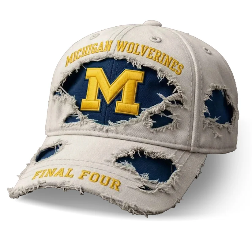 Michigan Wolverines NCAA Championship Distressed Hat - Detail View