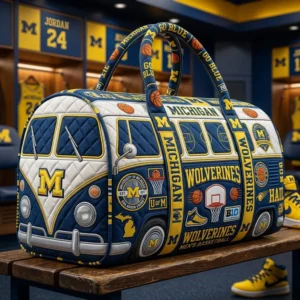 Michigan Wolverines Men Basketball Quilted Duffle Bag