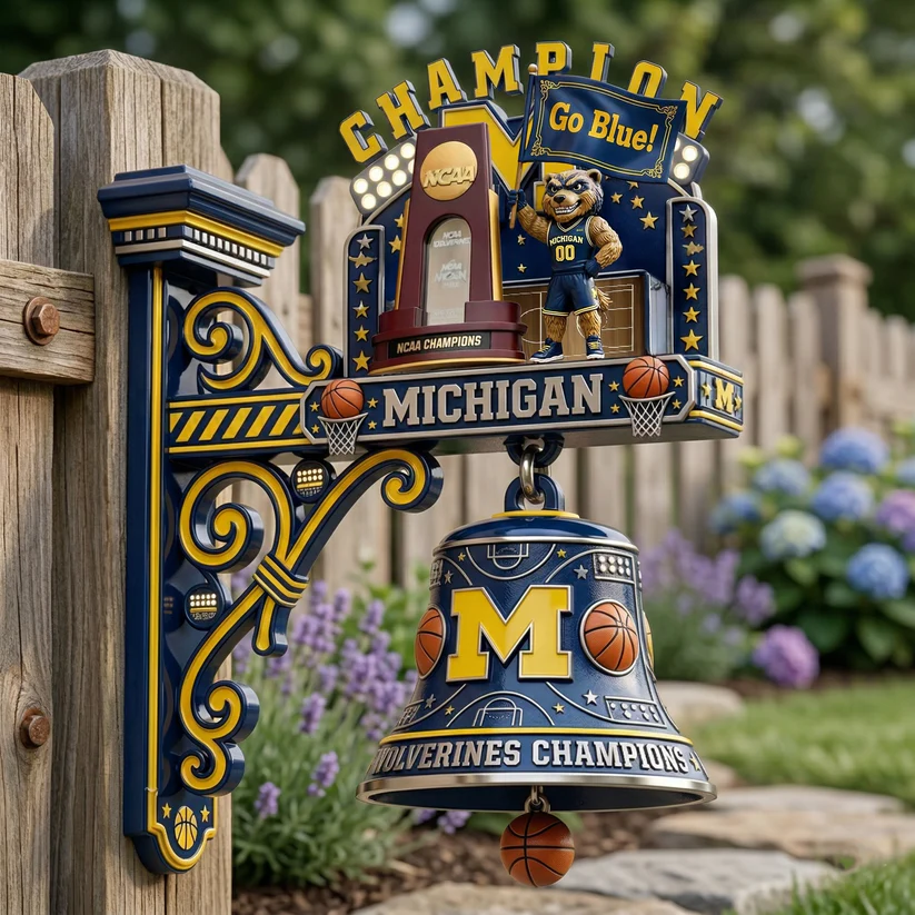 Michigan Wolverines NCAA Basketball Champions Wall Bell - Detail View