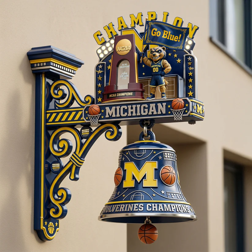 Michigan Wolverines NCAA Basketball Champions Wall Bell - Front View