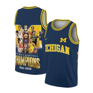 Michigan Wolverines NCAA Men's Basketball Champions 2025-2026 Basketball Jersey