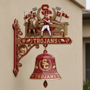 USC Trojans Victory Wall Bell with Trojan Warrior and Player