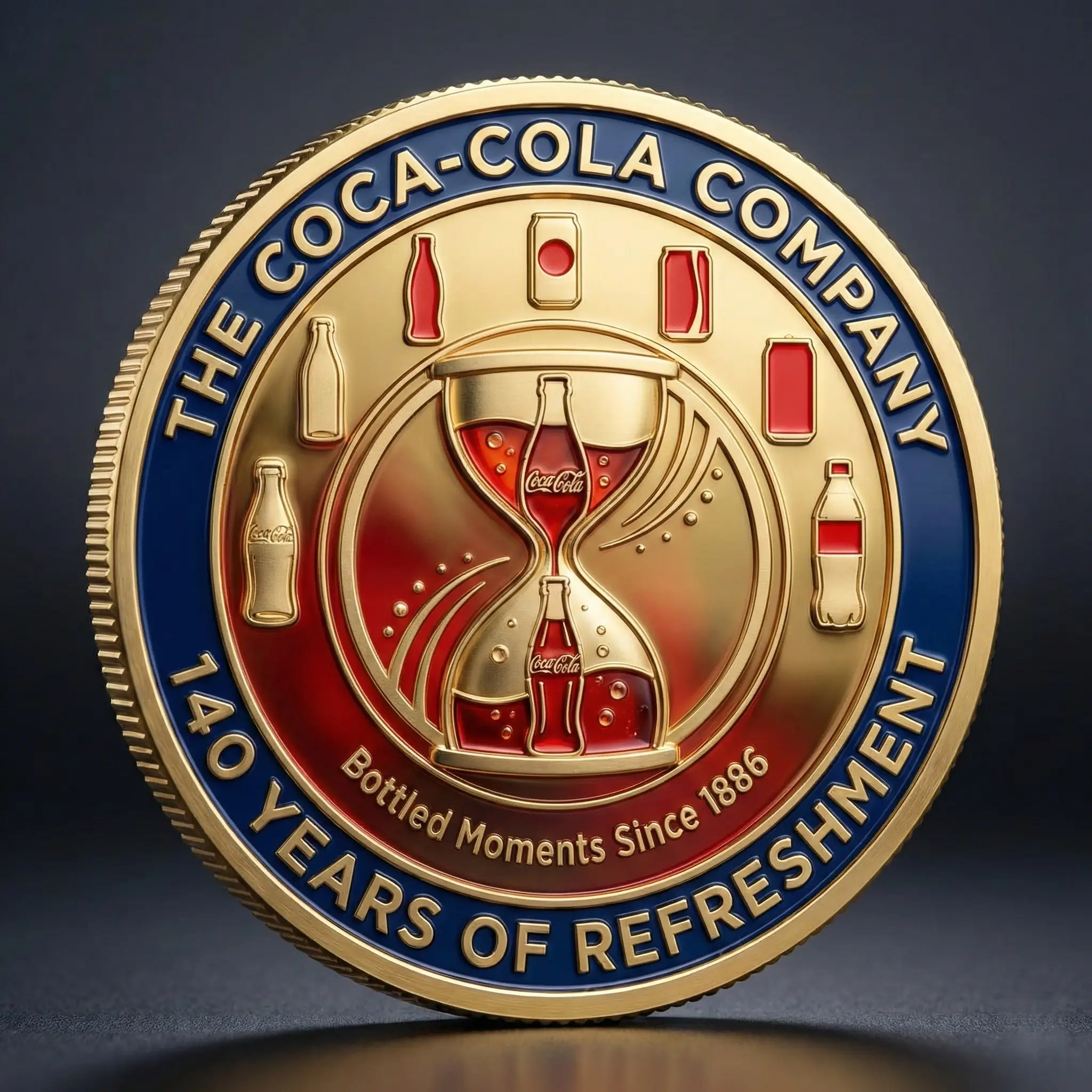 Coca-Cola 140th Anniversary 1886-2026 Commemorative Coin - Detail View