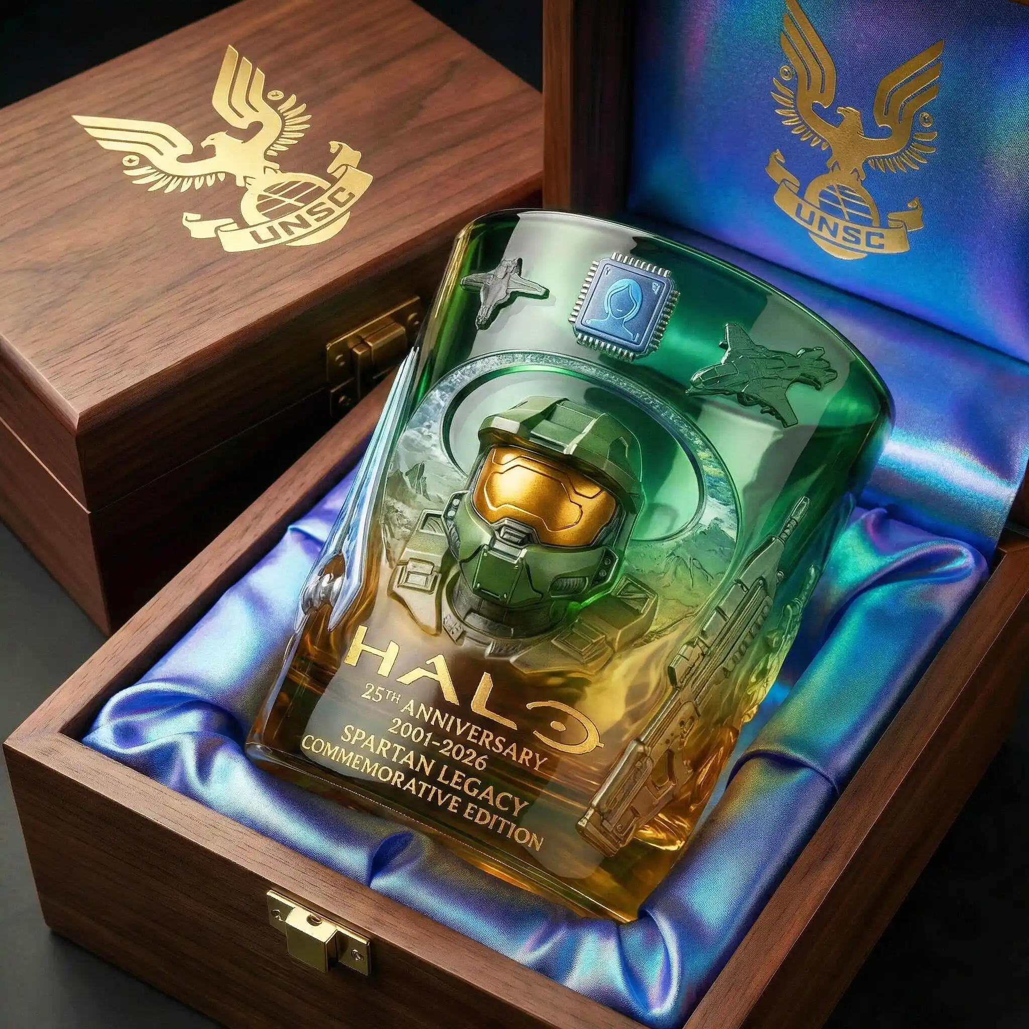 Halo 25th Anniversary 2001-2026 Whiskey Glass - Front View