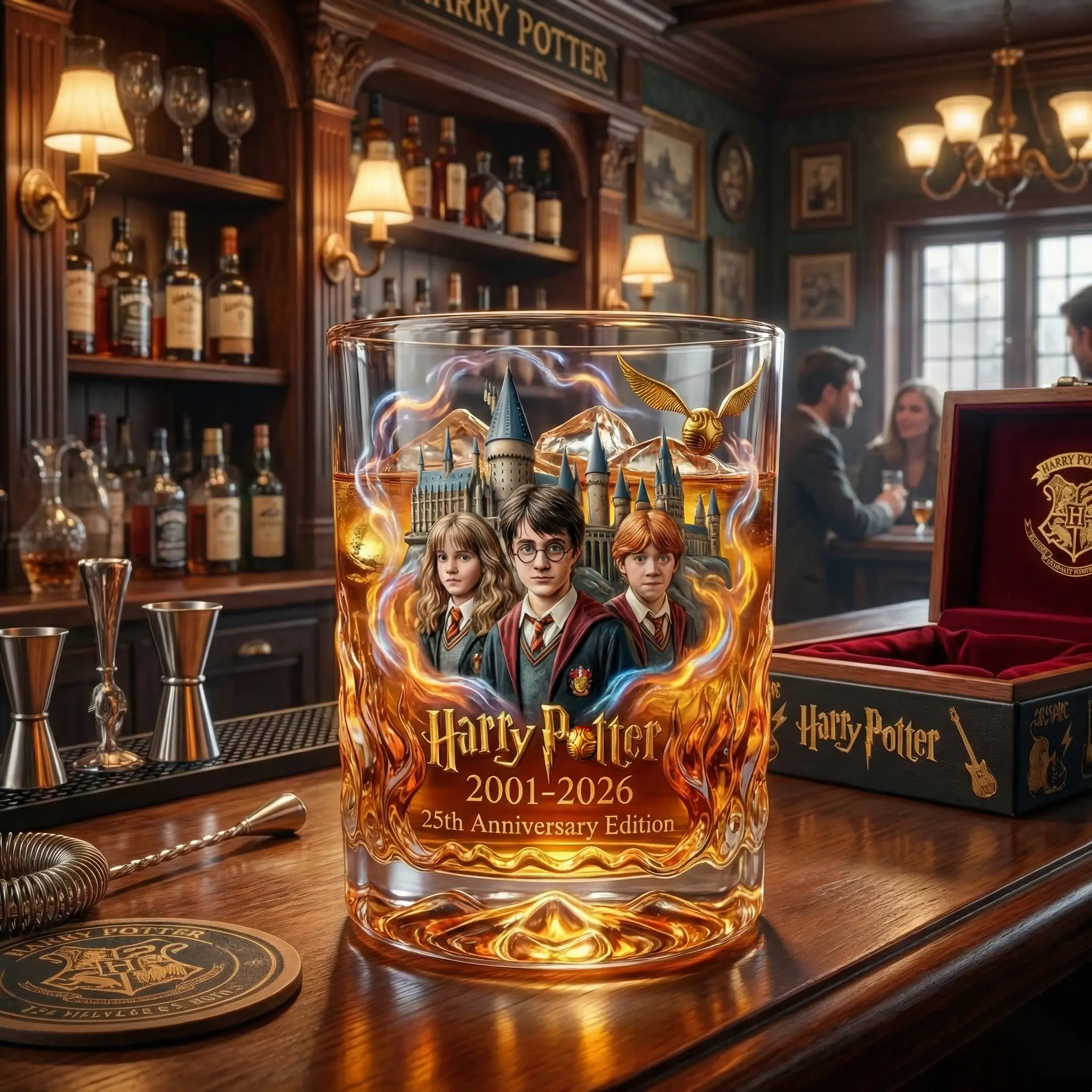 Harry Potter 25th Anniversary 2001-2026 Edition Whiskey Glass - Front View