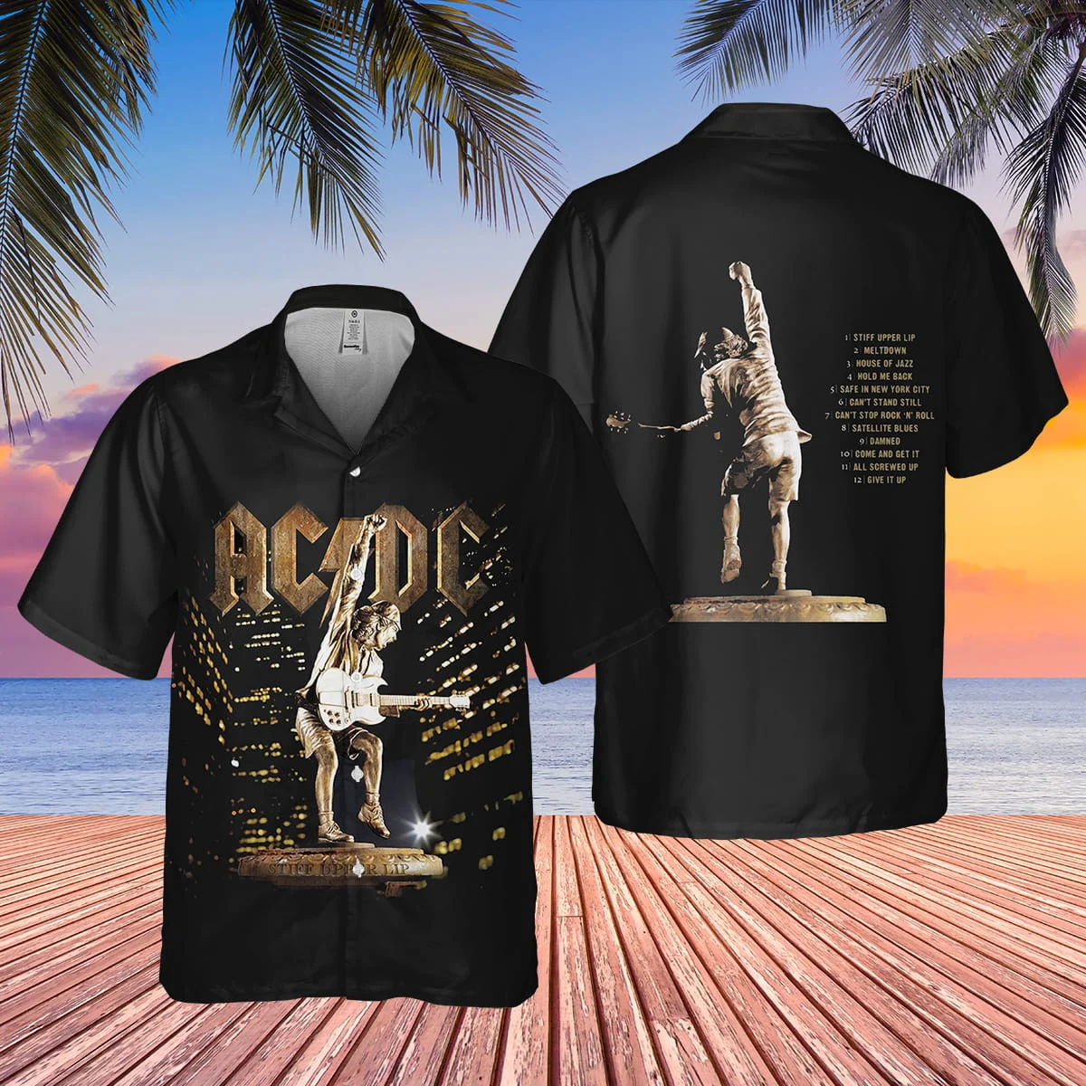 AC/DC Stiff Upper Lip Album Hawaiian Shirt - Front View