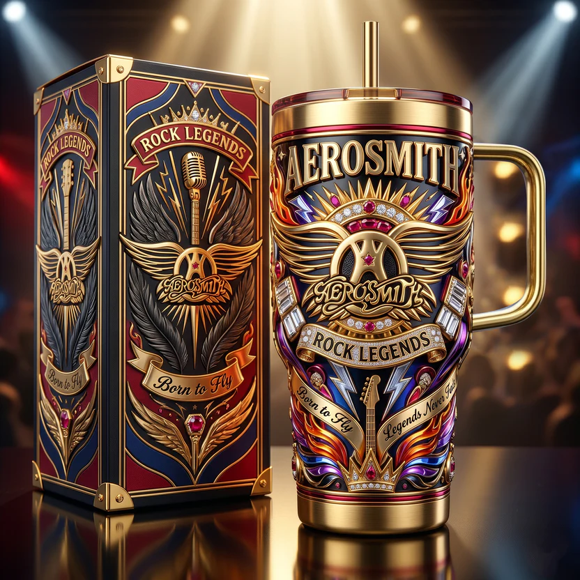 Aerosmith Rock Legends Born to Fly Tumbler with Handle - Front View