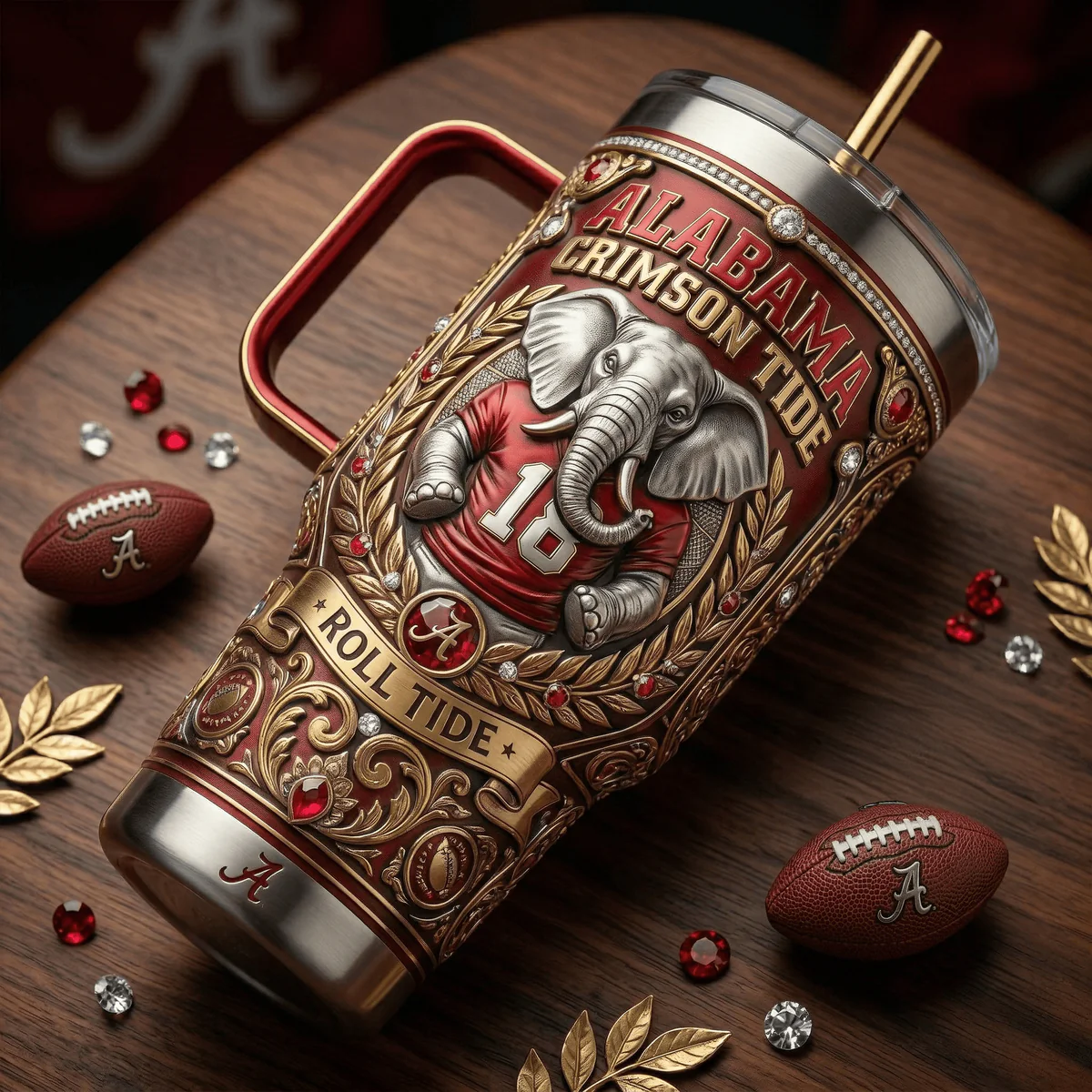 Alabama Crimson Tide 3D Mascot Tumbler - Detail View