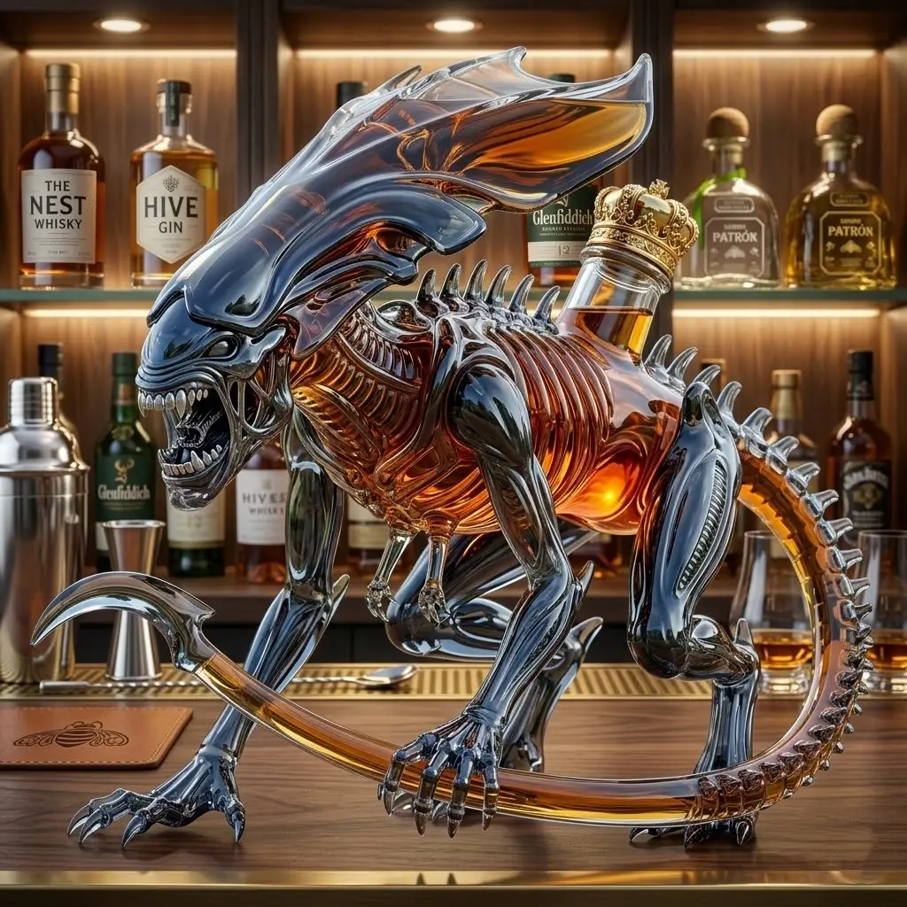 Alien Queen Whiskey Decanter - Front View