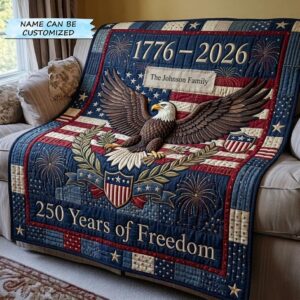 American Eagle Personalized 250 Years of Freedom 1776-2026 Quilt Blanket
