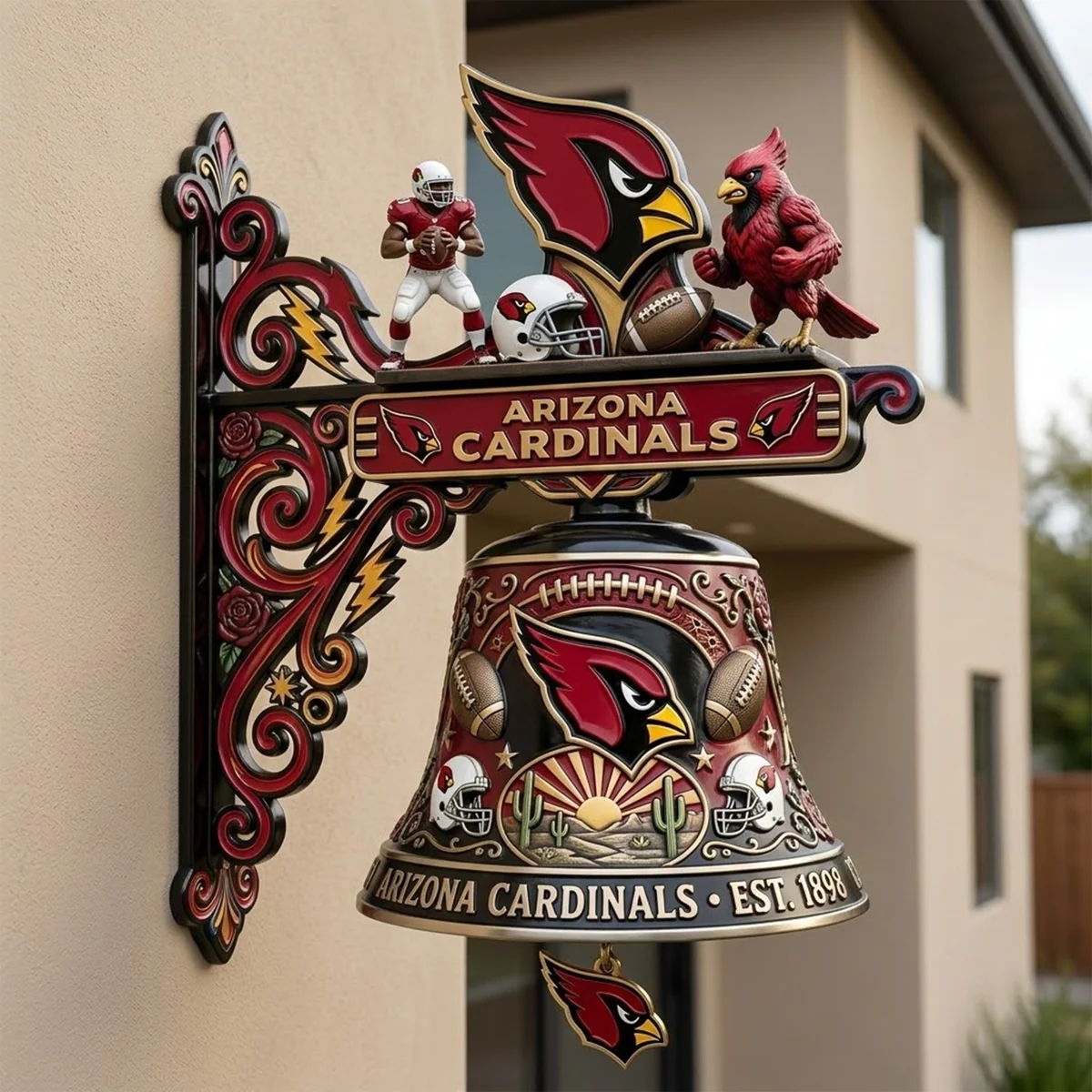 Arizona Cardinals EST. 1898 Ornate Wall Bell - Detail View