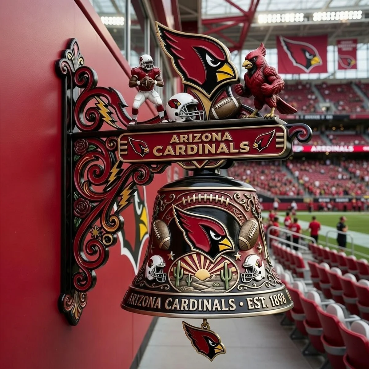 Arizona Cardinals EST. 1898 Ornate Wall Bell - Front View
