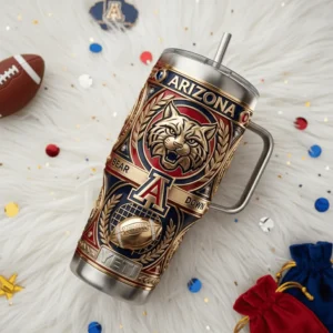 Arizona Wildcats Bear Down Football Tumbler With Handle