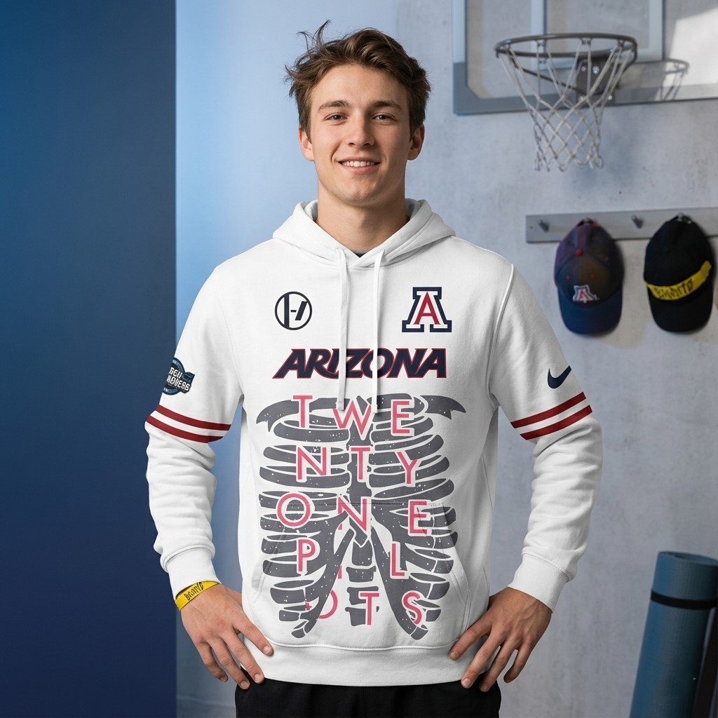 Arizona Wildcats Twenty One Pilots March Madness Hoodie - Detail View