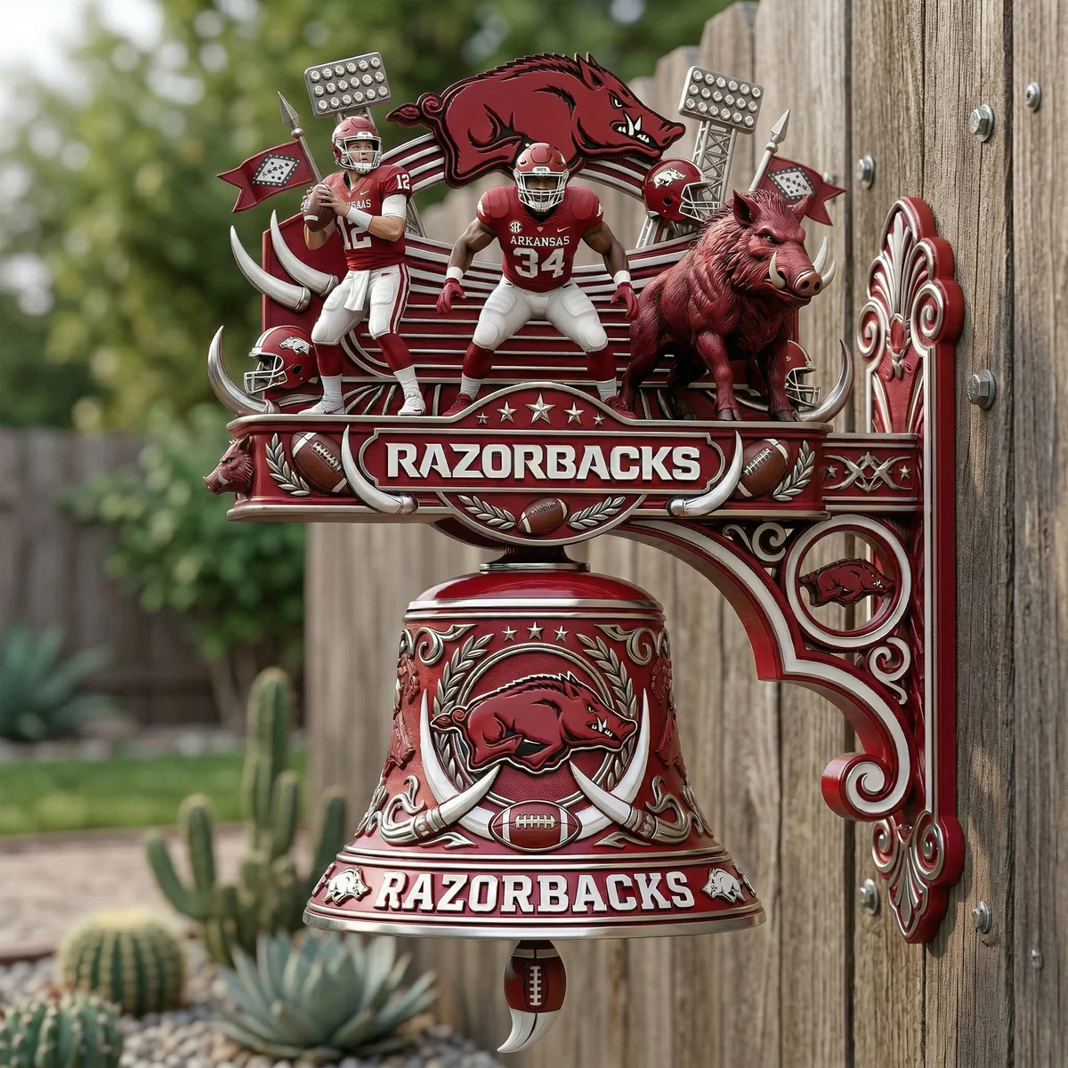 Arkansas Razorbacks Football Sculptural Wall Bell - Front View