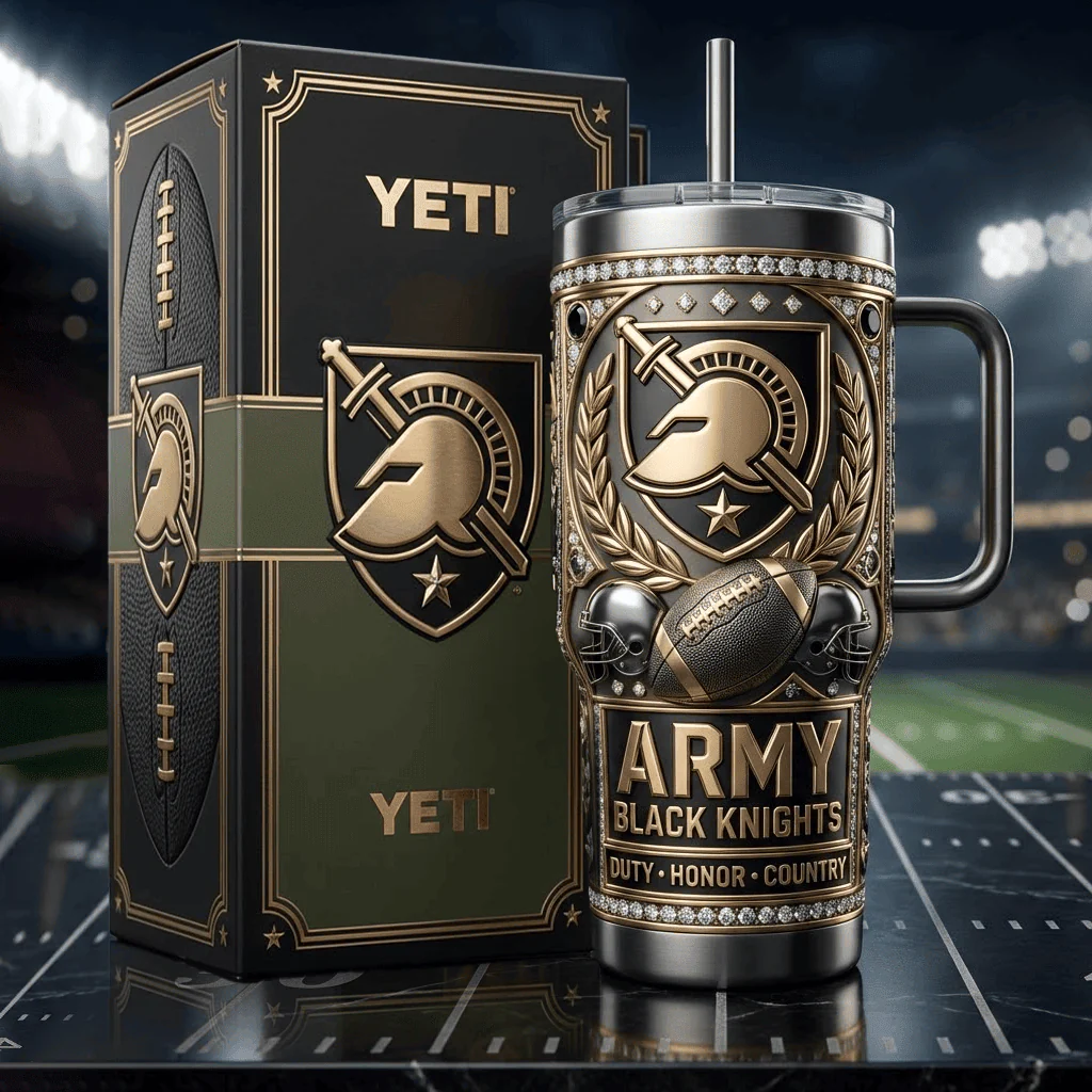 Army Black Knights Duty Honor Country Football Yeti Tumbler - Front View
