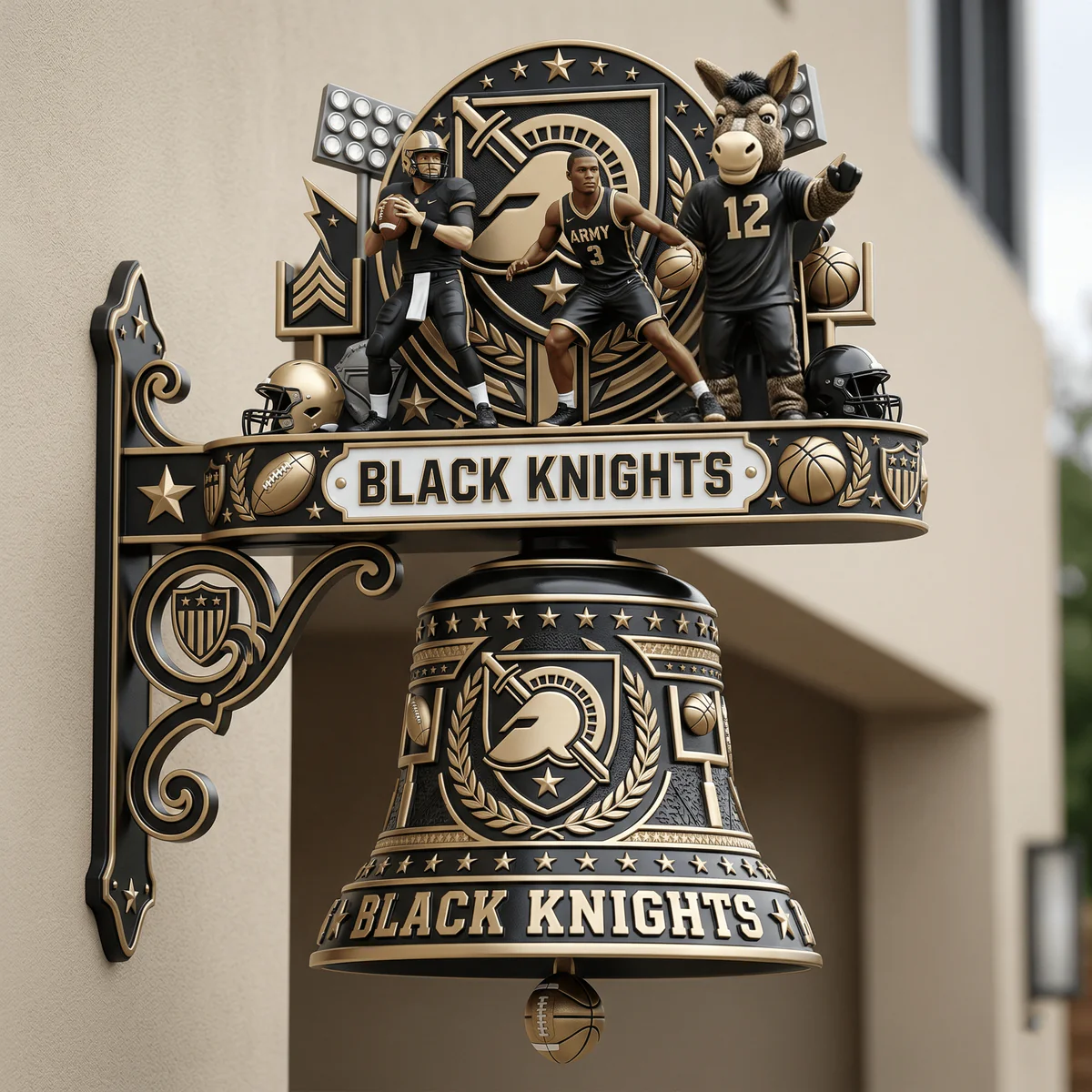Army Black Knights Mascot Welcome Bell - Front View