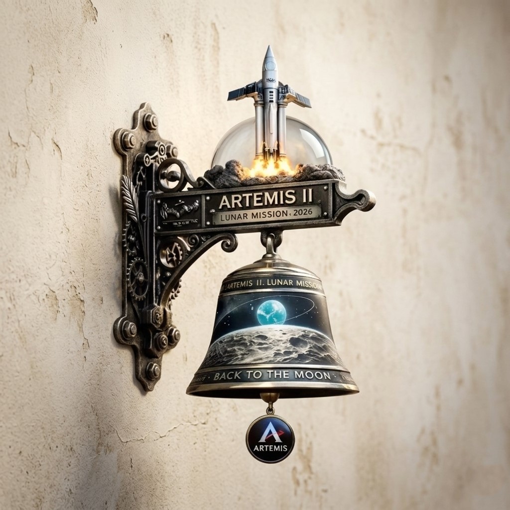 Artemis II Lunar Mission 2026 Back To The Moon Commemorative Bell - Front View