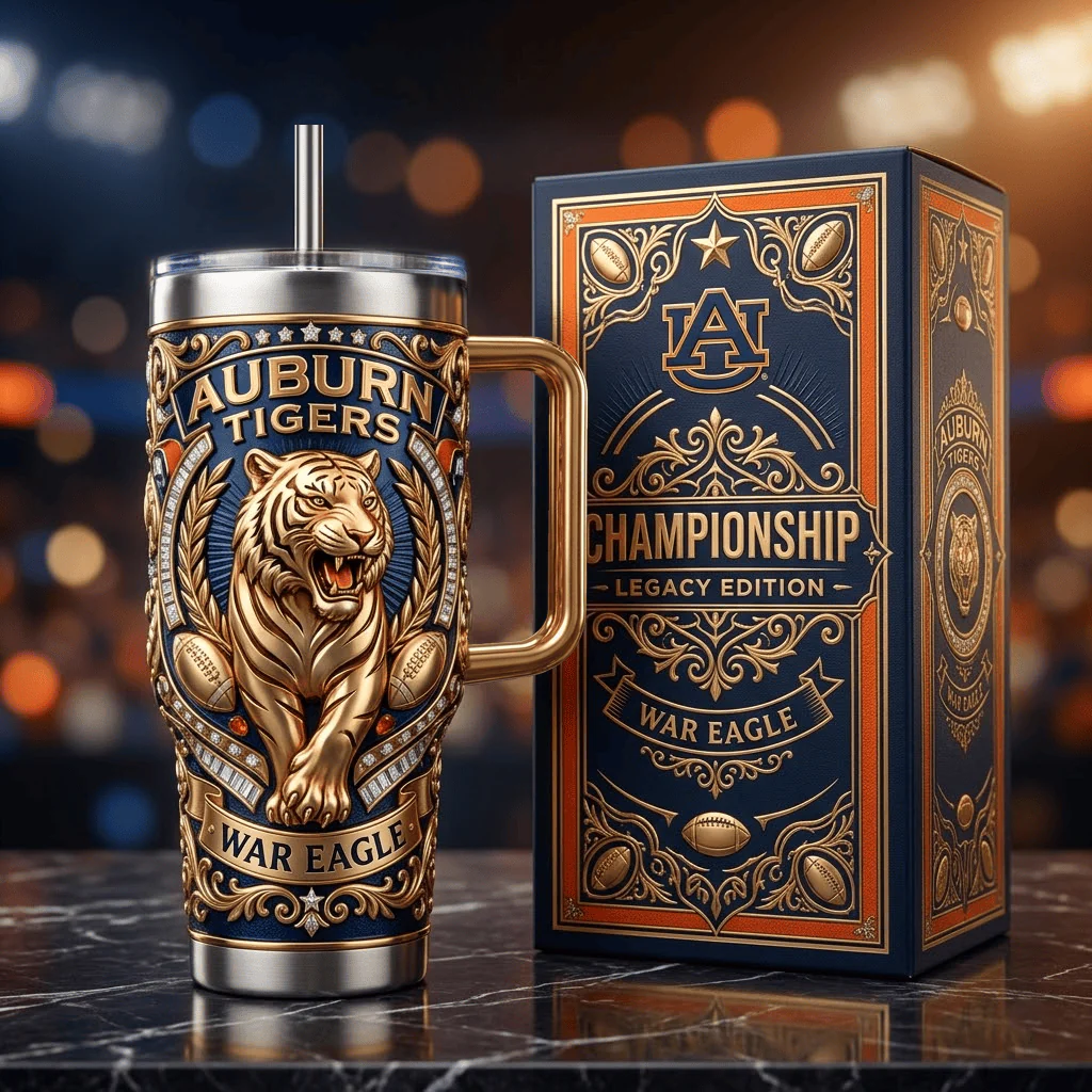 Auburn Tigers Championship Legacy Edition Tumbler With Handle - Front View
