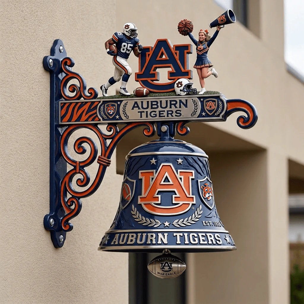 Auburn Tigers War Eagle Decorative Wall Bell - Front View
