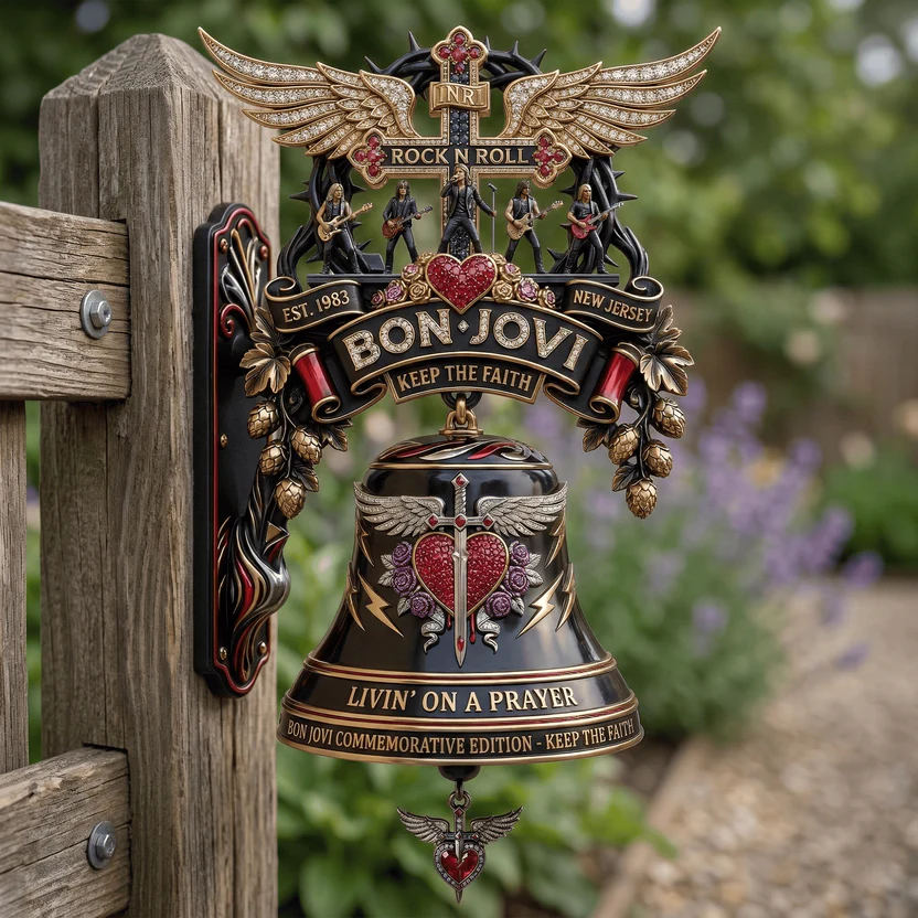Bon Jovi Keep The Faith Livin' On A Prayer Commemorative Bell - Detail View