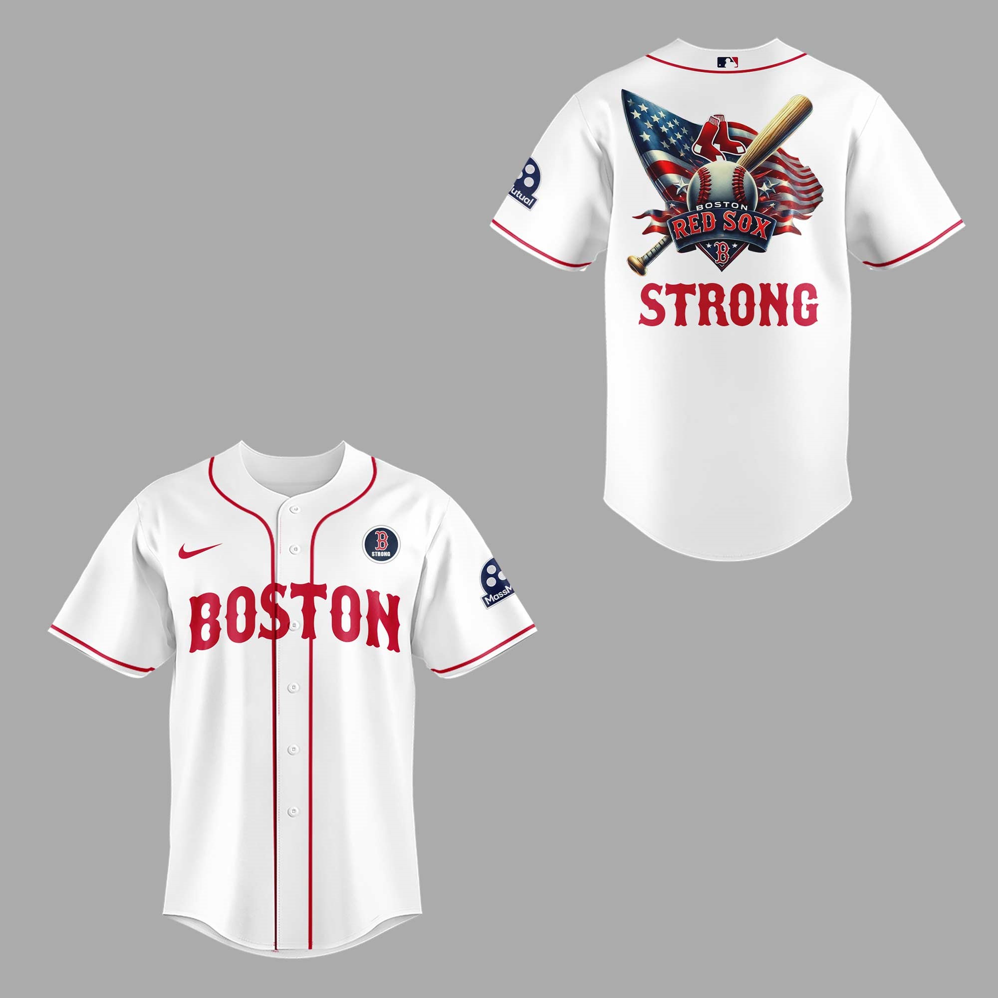 Boston Red Sox Boston Strong American Flag Baseball Jersey - Detail View