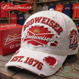 Budweiser EST. 1876 Distressed Ripped Baseball Cap