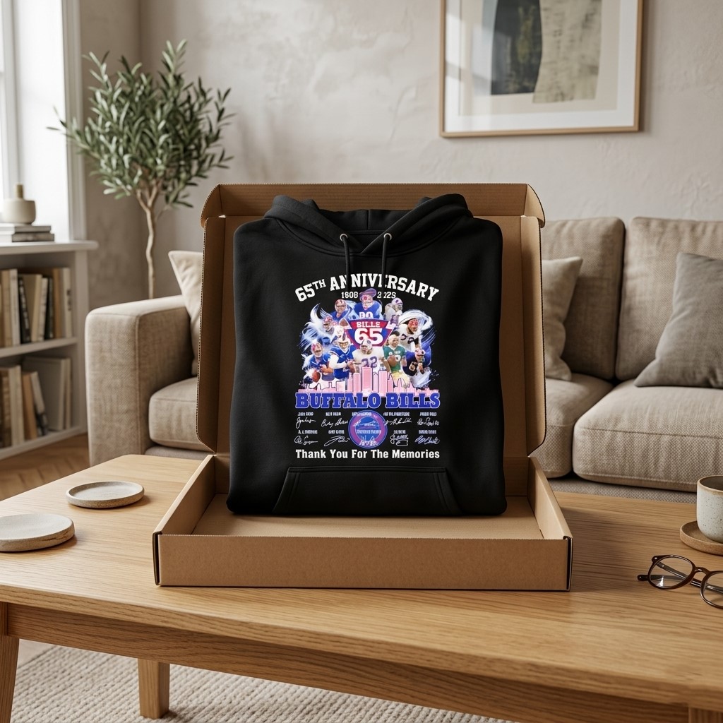 Buffalo Bills 65th Anniversary 1960-2025 Signatures Hoodie - Detail View