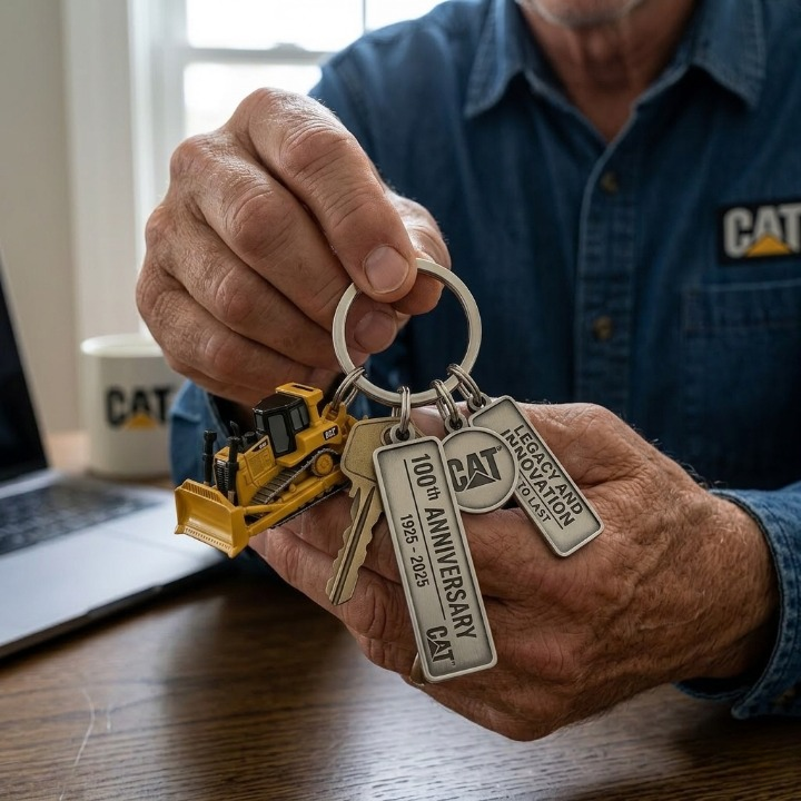 CAT 100th Anniversary Keychain - Front View