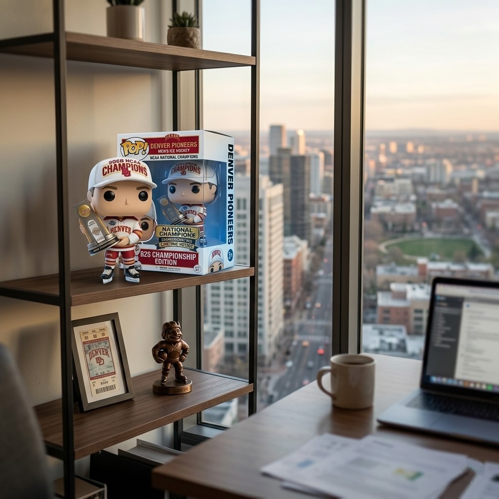 Denver Pioneers Men's Ice Hockey 2026 NCAA National Champions Funko Pop Figure - Detail View