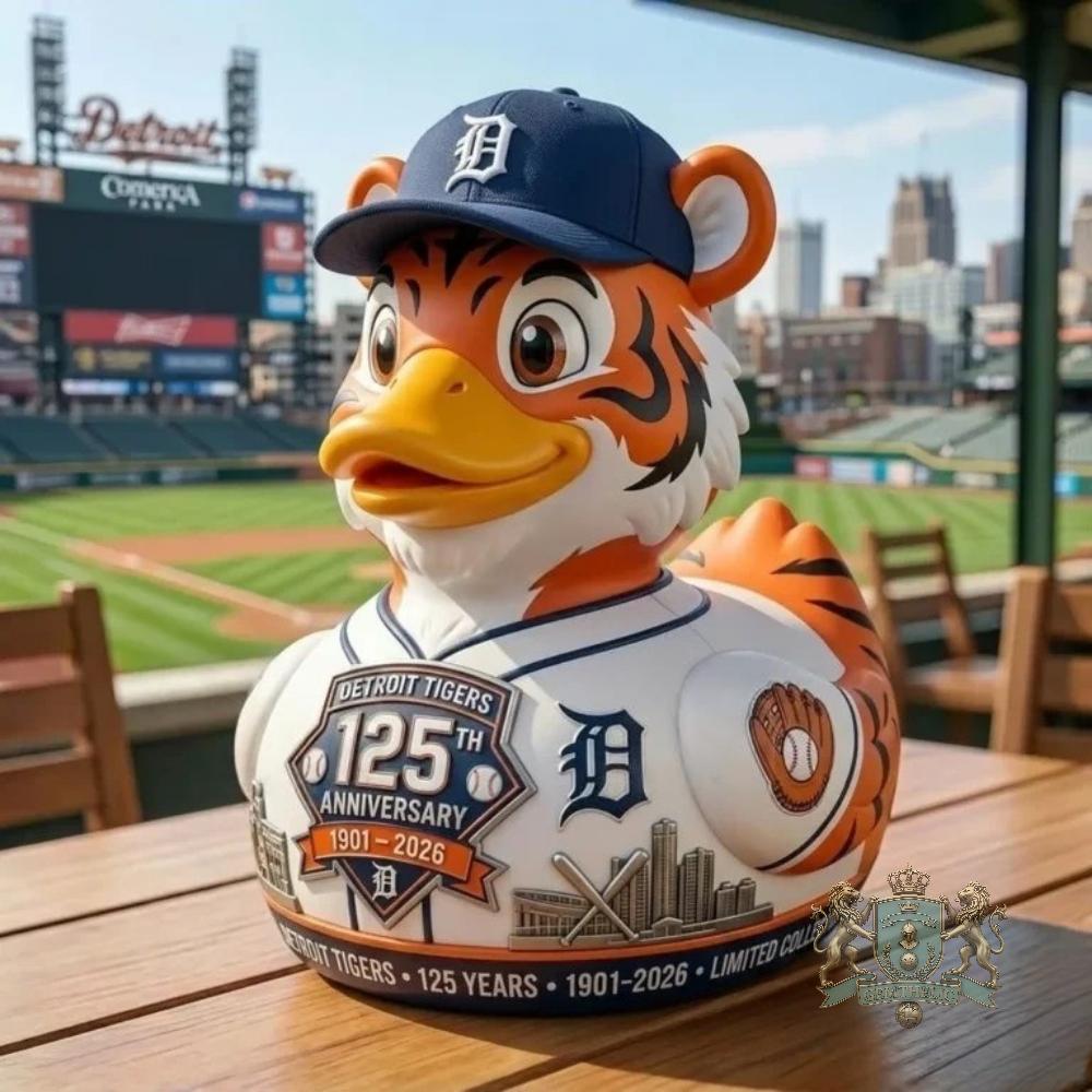 Detroit Tigers 125th Anniversary 1901-2026 Limited Collection Rubber Duck - Front View