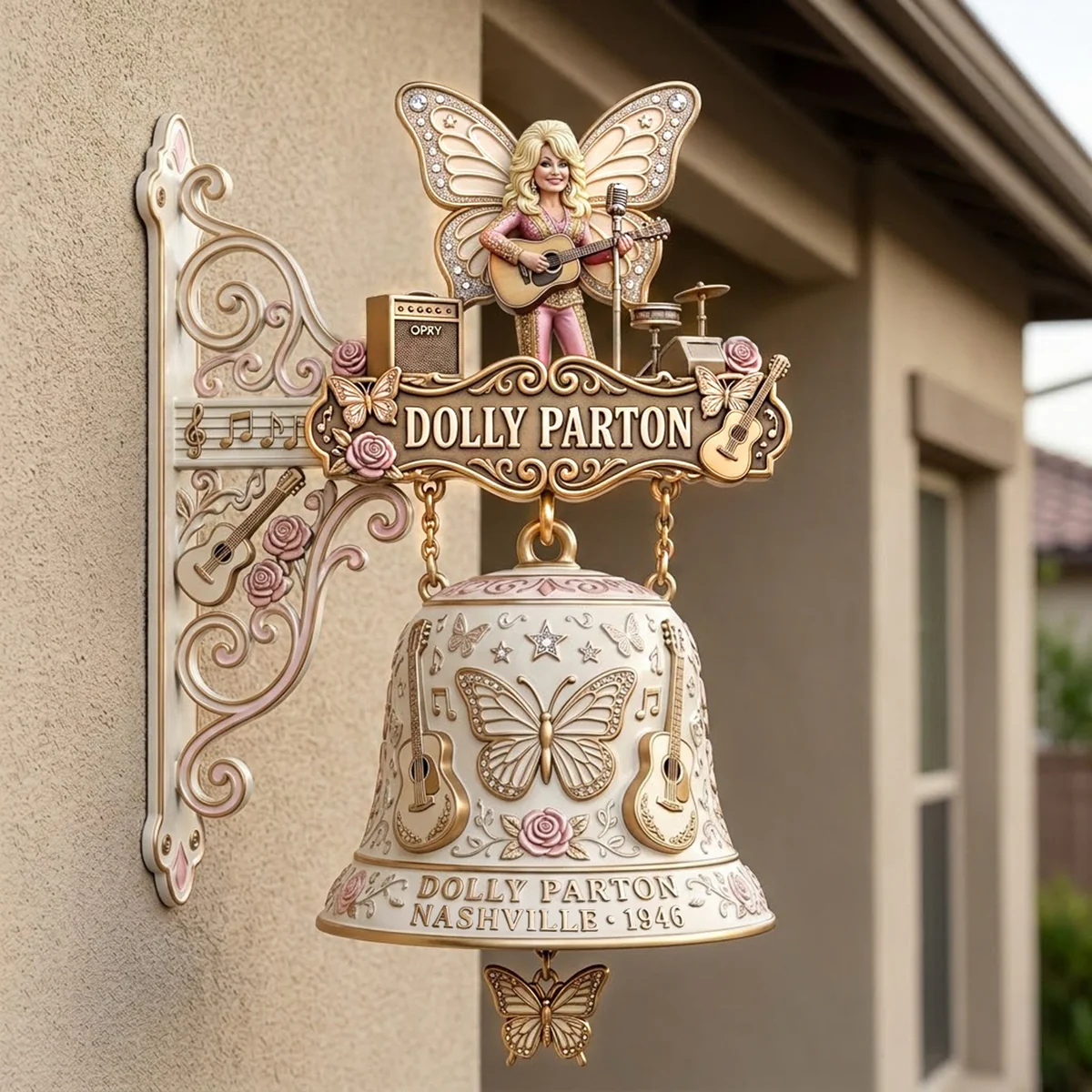 Dolly Parton Nashville 1946 Butterfly Welcome Doorbell - Front View
