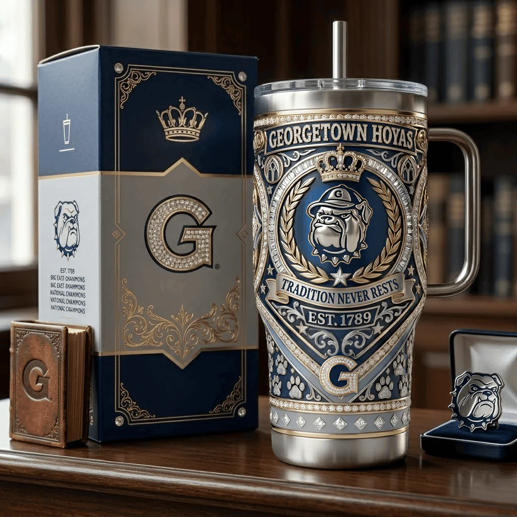 Georgetown Hoyas Tradition Never Rests Est 1789 Tumbler - Front View