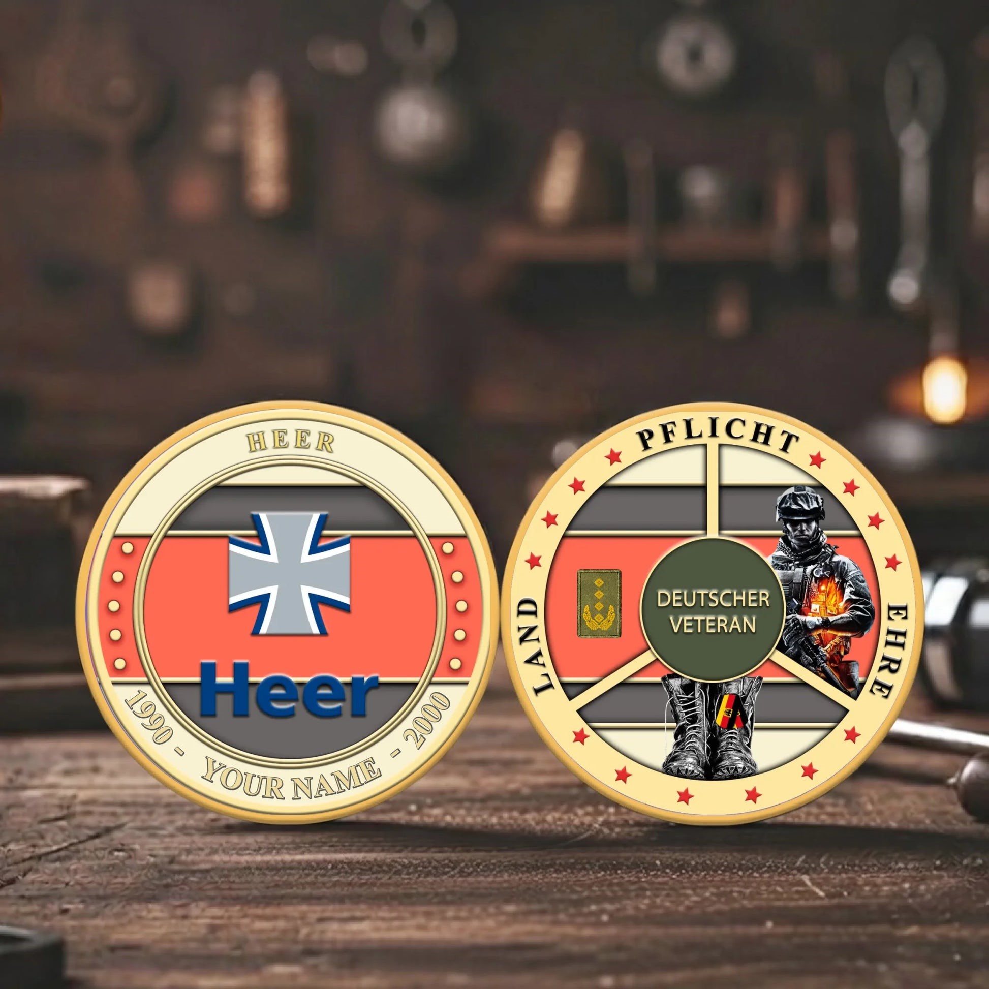 German Army Heer Veteran Coin - Front View