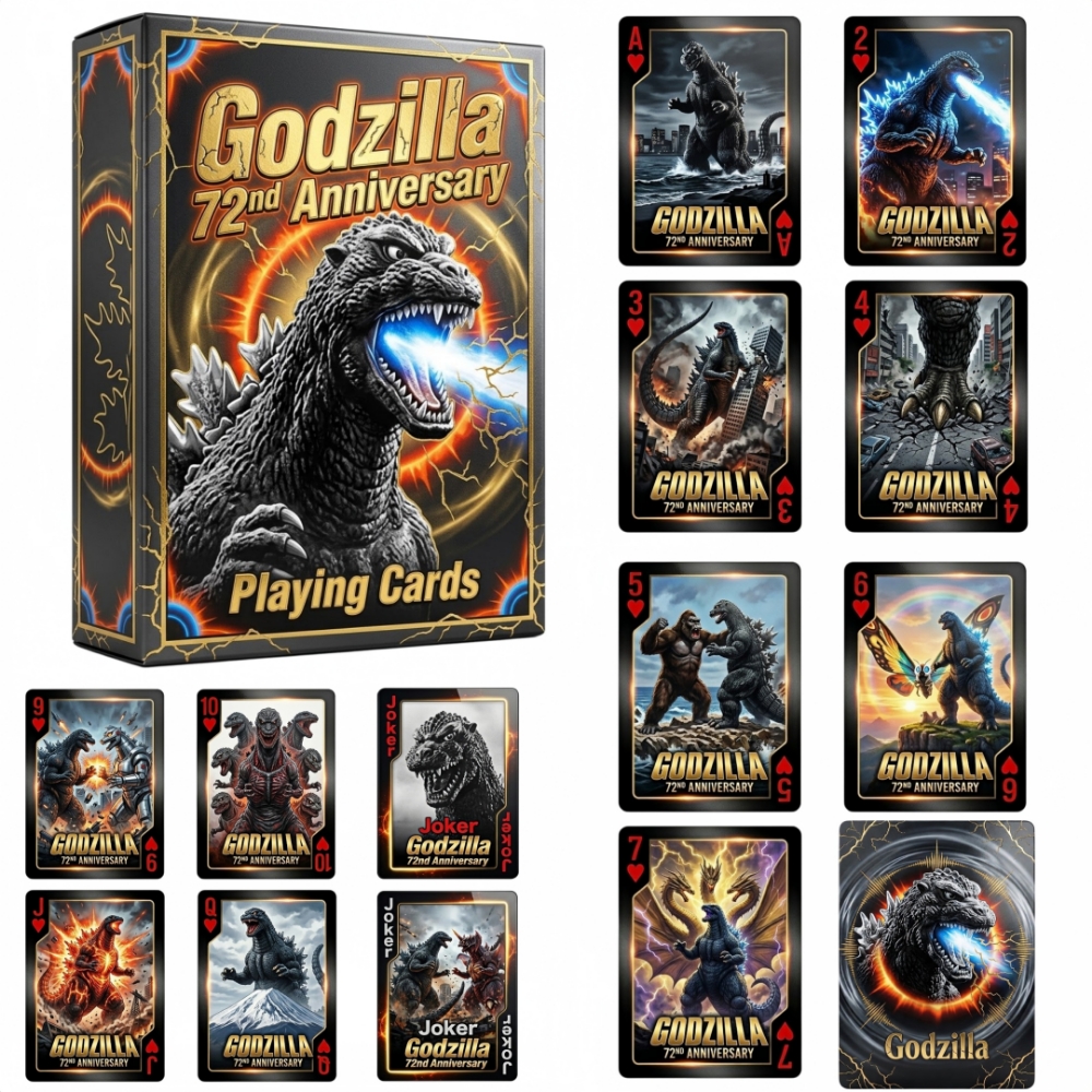 Godzilla 72nd Anniversary Playing Cards - Front View