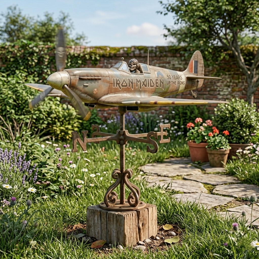 Iron Maiden 50 Years Up The Irons Spitfire Weathervane - Front View