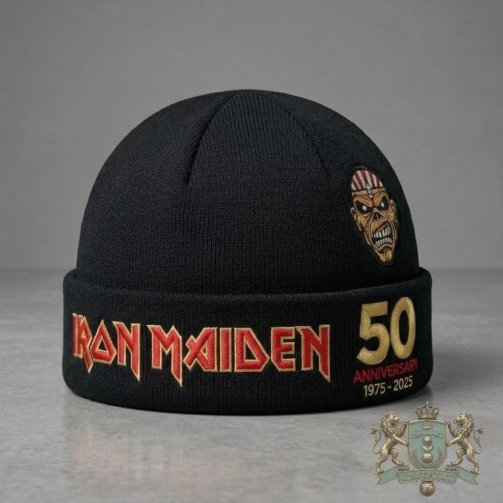 Iron Maiden 50th Anniversary 1975-2025 Docker Brimless Cap - Detail View