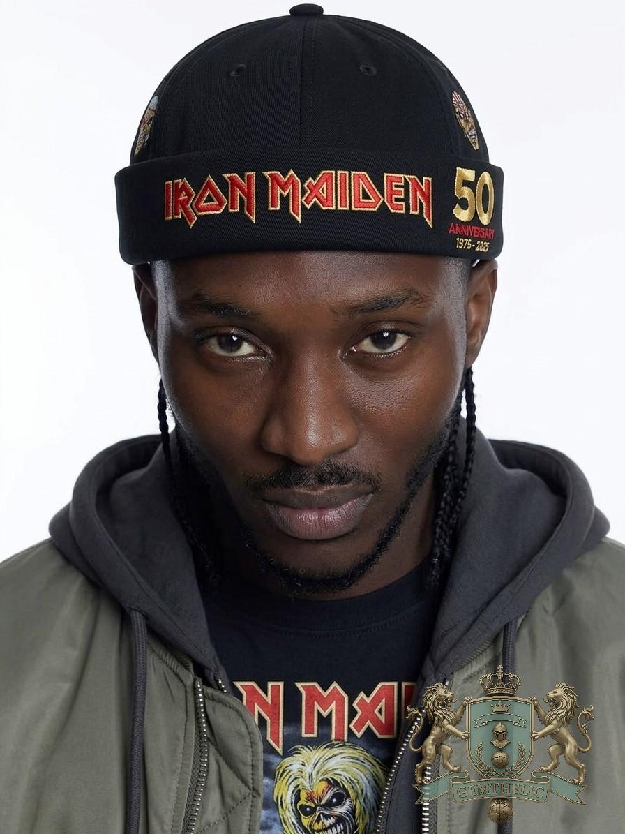 Iron Maiden 50th Anniversary 1975-2025 Docker Brimless Cap - Front View