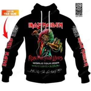 Iron Maiden Run For Your Lives World Tour 2026 3D Hoodie