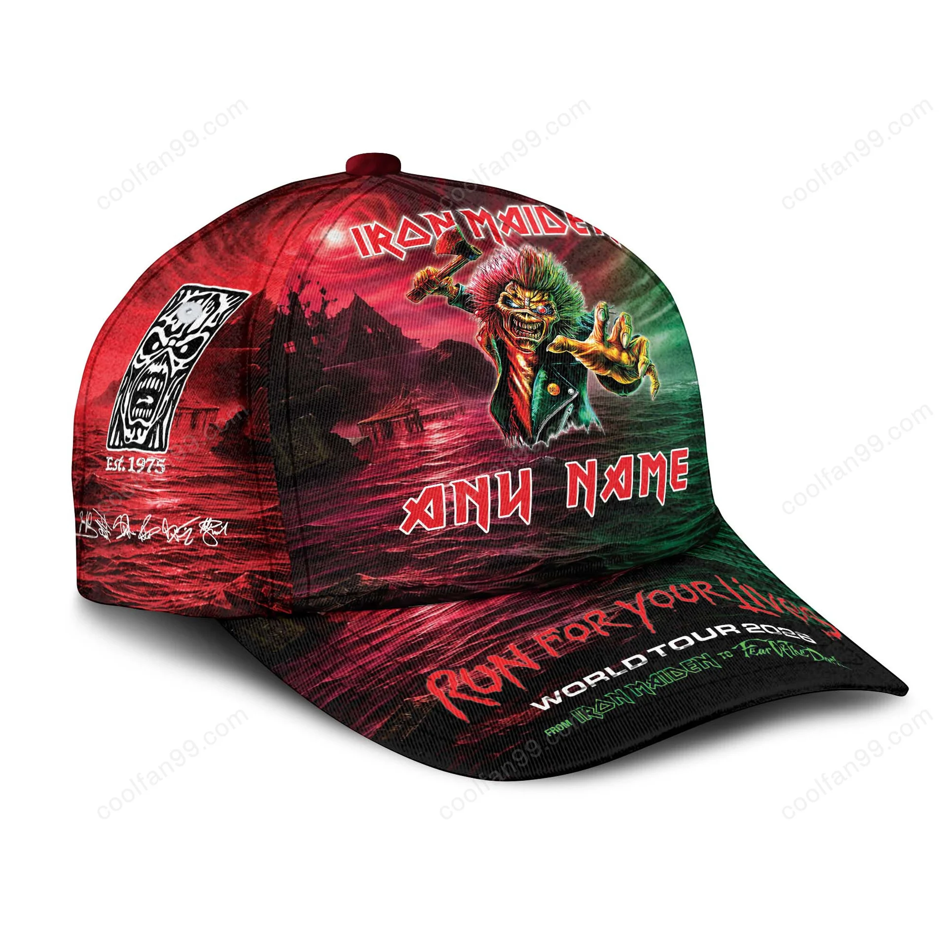 Iron Maiden Run For Your Lives World Tour 2026 Baseball Cap - Detail View